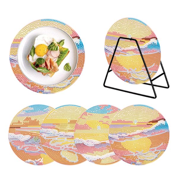 4PCS Acrylic Diamond Painting Placemats for Dining Table Decor Kit (Seaside)